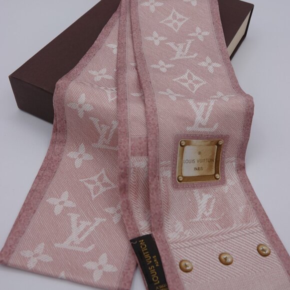 Louis Vuitton Silk Monogram Denim Bandeau Rose Clair - Picture 1 of 6